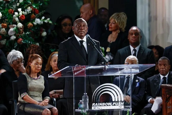 President Cyril Ramaphosa addresses funeral at Reverend Jesse Jackson in Chicago, United States