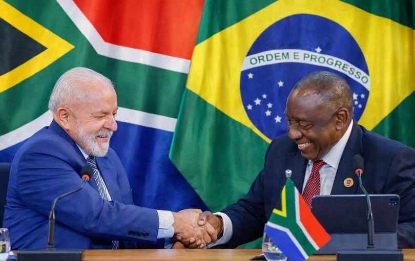 Brazilian President Luiz Inacio Lula da Silva (left) with his South African counterpart Cyril Ramaphosa in Brazil