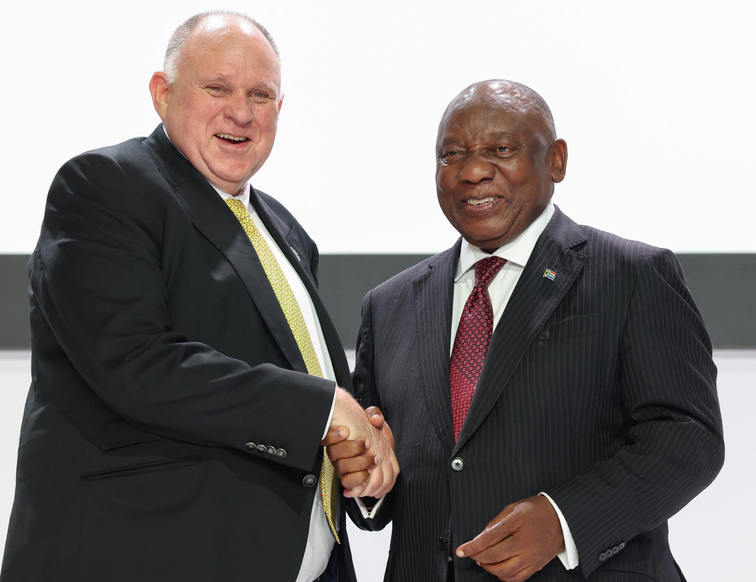 MTN South Africa CEO, Ferdi Moolman with President Cyril Ramaphosa at the South Africa Investment Conference (SAIC) in Sandton, Johannesburg