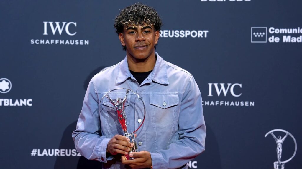 Of Moroccan heritage, North Africa, Lamine Yamal was one of the Young Sportspersons of the Year to win the Laureus Awards last night.
